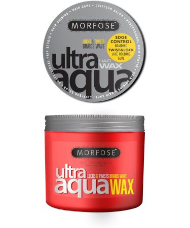 Morfose Ultra Aqua Wax 500 ml strong hold with shine and moisture for wavy braids curls edge control long lasting hold unisex use - Buy Online on GoSupps.com