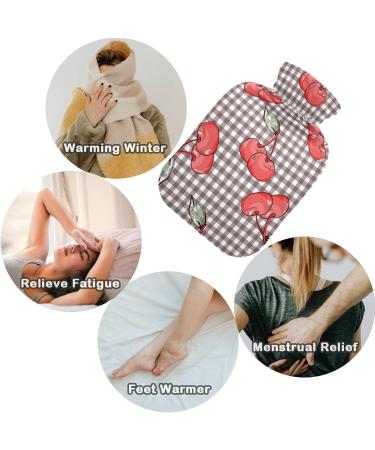 Naanle Plaid Cherry Hot Water Bottle - 1L Transparent Heat Bottle for Hand Warmer & Pain Relief Therapy - Ideal for Cold & Hot Treatment - Buy Online on GoSupps.com