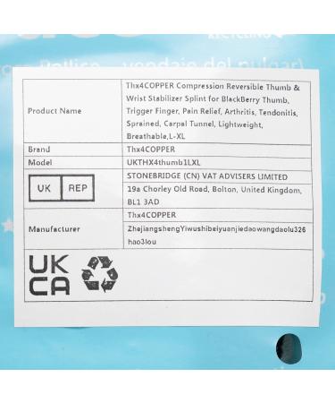 Thx4COPPER Reversible Thumb & Wrist Stabilizer Splint | L-XL Black | Pain Relief for Trigger Finger, Arthritis, Tendonitis | Breathable Material | Sprained Carpal Tunnel Support - Buy Online on GoSupps.com