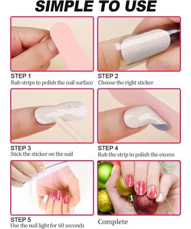 EBANKU Christmas Glitter Gel Nail Polish Strips - Long Lasting Waterproof Wraps Stickers with File Wipes & Sealing - SDTRK14 - Buy Online on GoSupps.com