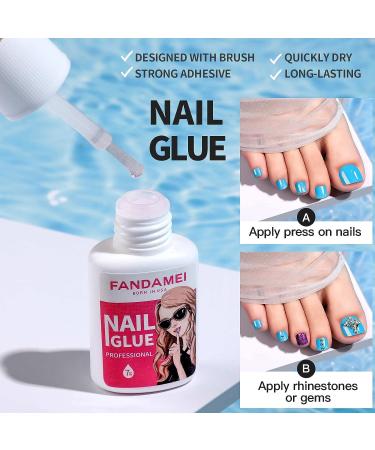 FANDAMEI 12 Colors 288PCS Press on Toe Nails Set - Short Square, Glitter & Glossy False Toenails | French Tip for Summer Nail Art - Buy Online on GoSupps.com