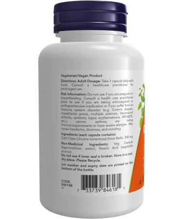 NOW Supplements Cats Claw 500mg Capsules 100 Count - Buy Online on GoSupps.com
