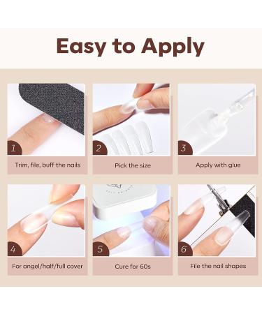 Modelones 500Pcs Long Coffin Clear Nail Tips - Full Cover Nail Extension Kit - Buy Online on GoSupps.com