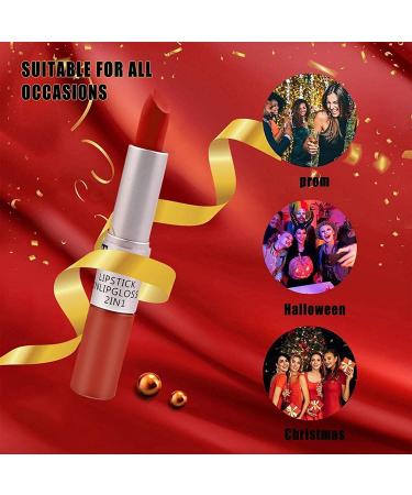  Hikaka 2 in 1 Matte Velvet Satin Lipstick & Gloss Set Double Headed Matte Finish Non-stick Cup No Fade Nude Color Long Lasting Waterproof Lip Gloss (E) - Buy Online on GoSupps.com