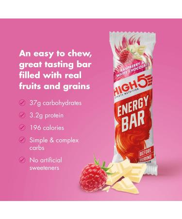 HIGH5 Energy Bars - High Carb Energy Bars Real Fruit Oat Bars - Healthy Snacks Snack Bars Multipack for Training & Racing - Raspberry & White Chocolate - pack of 12x55g - Buy Online on GoSupps.com