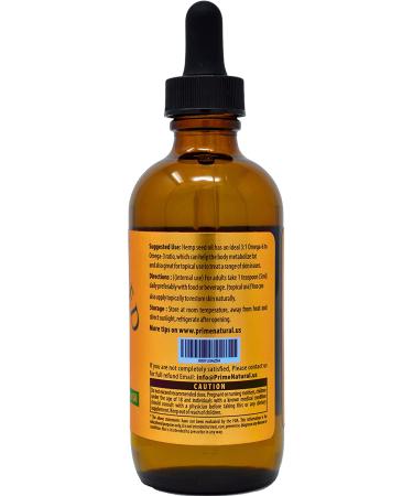 Prime Natural Organic Hemp Seed Oil 4oz - USDA Certified - Cold Pressed Virgin - High Omega 3 6 9 Fatty Acids - Face, Body, Skin & Hair Care - Buy Online on GoSupps.com