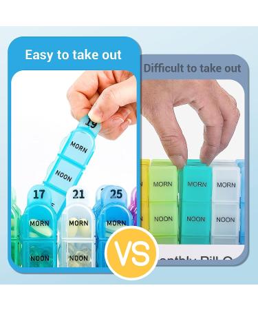 Zoksi Monthly Pill Organizer - 4 Times a Day, 30 Day Pill Box with 32 Compartments - Travel Friendly Medication Organizer - Buy Online on GoSupps.com