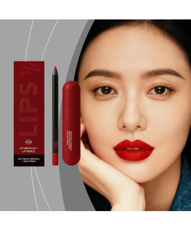 Nuvilo Moisturizing Lip Gloss & Liner Duo with Niacinamide and Hydrolyzed Collagen Smooth Finish for Soft Defined Lips Red 1 Piece 1 Piece - Buy Online on GoSupps.com