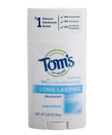 Tom's of Maine Natural Deodorant Stick  Aluminum Free  Long Lasting  Unscented  2.25 Ounce - Buy Online on GoSupps.com