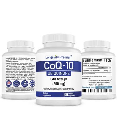 Longevity Premier CoQ10 100 mg - Extra Strength Veggie Capsules for Heart Health & Optimal Absorption - Buy Online on GoSupps.com