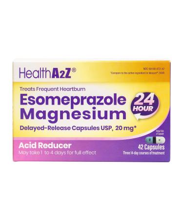 HealthA2Z Esomeprazole Magnesium | Acid Reducer | 20mg | Delayed-Released Capsules USP | 24 Hours | Treats Frequent Heartburn (42 Counts)