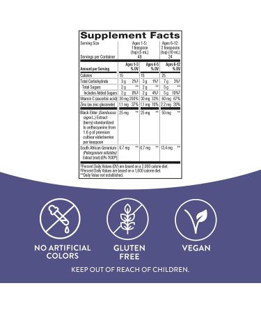 Nature's Way Sambucus Relief Kid's Cough Syrup - African Geranium, Elderberry, Vitamin C & Zinc 8 Oz - Buy Online on GoSupps.com