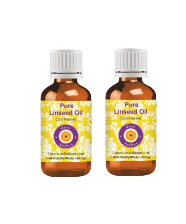 Deve Herbes Pure Linseed Oil (Linum usitatissimum) Cold Pressed (Pack of Two) 100ml X 2 (6.76 oz)