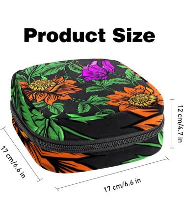 Stylish Women's Napkin Storage Bag - Portable Menstruation Cup Holder with Orange Rose Design | Perfect for First Period Essentials - Buy Online on GoSupps.com