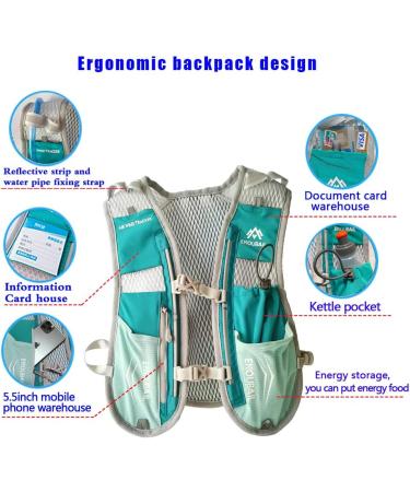 Buy Lightweight 5L Hydration Pack Backpack - Professional Running Vest for Outdoor Marathon Cycling & Hiking - Mint Green - Buy Online on GoSupps.com