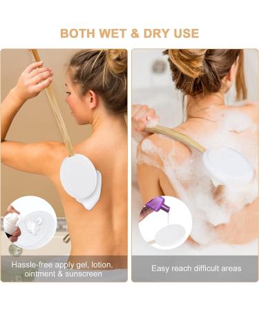 URAQT Lotion Applicator for Back - 7 Piece Set with Body Brush & Scrubber - Long Wooden Handle with 4 Pads - Bath Brush and Hook Included - Buy Online on GoSupps.com