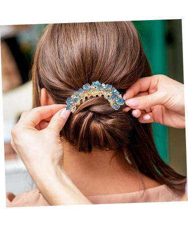 Angoily Diamond ponytail top clip hair comb alloy Korean version decorate hairpin rhinestones headgear back of head spring petal hair comb issue card hair jewelry large bride Hair up - Buy Online on GoSupps.com