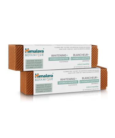 Himalaya Botanique Whitening + Hydroxyapatite Toothpaste for Whiter Teeth & Fresher Breath Hydroxyapatite Support & Mint Flavor Fluoride-Free SLS Free & Vegan 4.0 oz 2 Pack 113 g (Pack of 2)