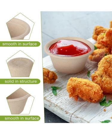 Romooa 2 oz Bagasse Fiber Souffle Cups - 300 Count | Disposable Mini Paper Condiment Bowls for Snacks, Desserts & Sauces - Beige - Buy Online on GoSupps.com