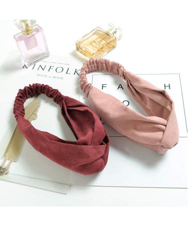 15PCS Solid Color Women Twisted Headbands - Vintage Suede Criss Cross Elastic Hair Bands for Girls & Women - Buy Online on GoSupps.com
