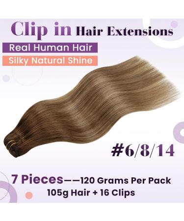 Shop Laavoo Clip-In Hair Extensions - Real Balayage Brown & Ombre Styles | 7-Piece Set #6/8/14 35cm 105g - Buy Online on GoSupps.com