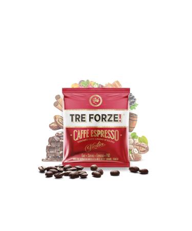 Tre Forze! Espresso Caff - Premium ESE Pods (50 pcs) - Handcrafted Olive Wood Roasted Coffee - Rich Chocolate & Nutty Flavor - International Shipping Available - Buy Online on GoSupps.com