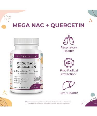 Body Kitchen Mega NAC 600mg with Quercetin | Supports Respiratory Health & Immune Function | Promotes Liver & Kidney Detox | Veggie Caps - Buy Online on GoSupps.com