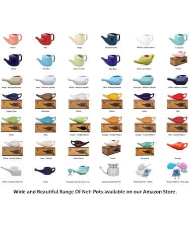 Spill Proof Ceramic Neti Pot Set - Beige, 250 ML - 5 Sachet Neti Salt, Microwave Safe - Buy Online on GoSupps.com