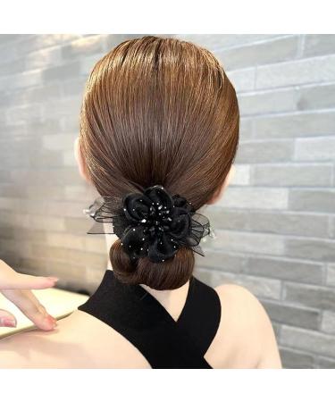 Elegant Elastic Hair Scrunchy with Rhinestone & Gypsophila Flowers - Hair Accessory for Girls, Women, Bride | AsggBah 1pc - Buy Online on GoSupps.com