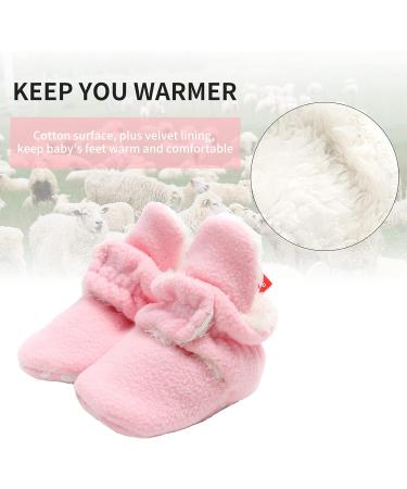 EDOTON Unisex Newborn Winter Boots - Warm Striped Non-Slip Sole Stay On Bootie Socks (Pink, 6-12 Months) - Buy Online on GoSupps.com