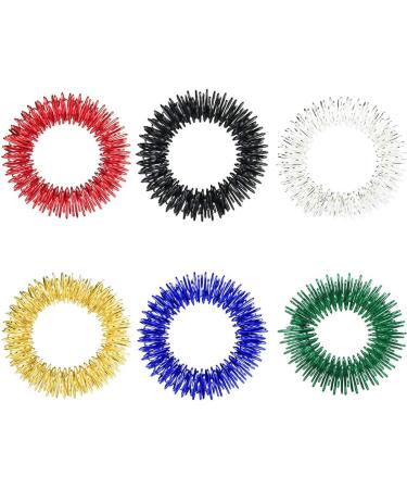Massage Rings Set - 6 Colorful Spiky Sensory Finger Rings for Stress Relief Acupressure & Fidgeting - Noiseless Stress Reducer for Adults & Teens - Buy Online on GoSupps.com