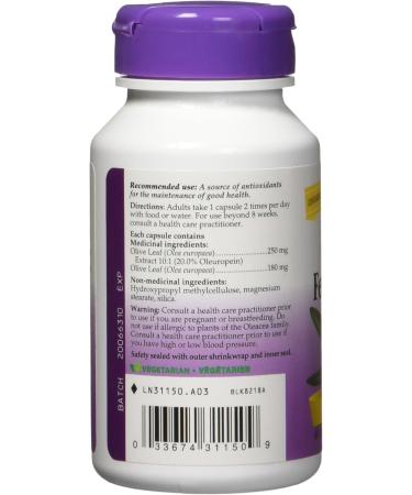 Nature's Way Olive Leaf Provides Antioxidants Diuretic - Standardized Extract - Premium Herbal Supplement - 60 Vegetarian Capsules Natural 60 count (Pack of 1) - Buy Online on GoSupps.com