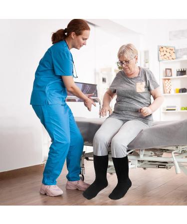 TENYSAF Diabetic Socks 3 Pairs - Cotton Crew, Extra Wide, Non-Binding Top - Black - Buy Online on GoSupps.com