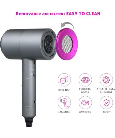 ZIEM Ionic Hair Dryer with 3 Nozzles Diffusers 3 Heat Settings & 2 Speed Hot/Cold Wind Quick Drying Blow Dryer Portable Hair Styling Tools for Home Salon Travel 110V-220V - Buy Online on GoSupps.com