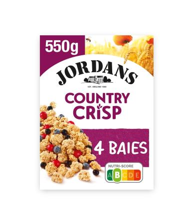 JORDANS C r ales Croquantes aux 4 Baies Saveur Fruit e et Texture Gourmande (Bo te 550g) - Lot de 4 - vendu par Lot