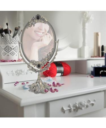 DADEA Vintage Makeup Mirror Vintage Vanity Mirror Double Sided Mirror Desktop Makeup Mirror Europeanstyle Metal Retro Doublesided Mirror for Home Bathroom Bedroom Dressing(Large) - Buy Online on GoSupps.com