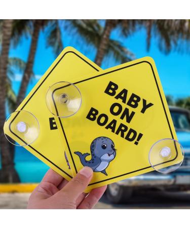 Cobee Baby on Board Car Warning Signs 2 Pcs | Safety Car Sign with Suction Cups | Baby in Car Sticker for Window Cling | Reusable & Durable Decal | Style-D - Buy Online on GoSupps.com