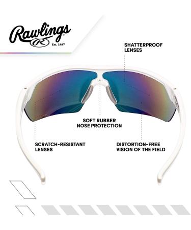 Rawlings RY134 Youth Baseball Shielded Sunglasses Lightweight Sports Youth Sport White/Orange - Buy Online on GoSupps.com