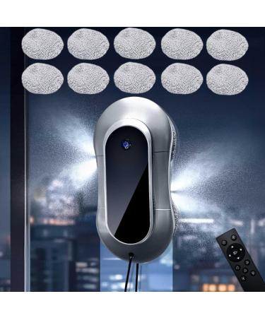 CHHMAELOVE Upgrade Window Cleaning Robot with 70ml Dual Water Spray Robot Window Cleaner with Remote&5 Pairs Of Replacement Cloths Smart Window Vacuum for Interior/Exterior Highrise Windows(Black)