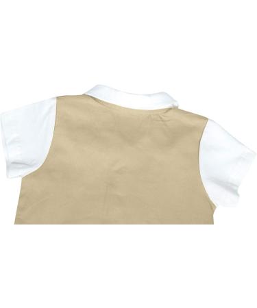 AmzBarley Baby Boys Gentlemans Tuxedo Romper Suit | Kids Formal Outfit with Shirt, Pants, Vest, Bowtie | Birthday Party Holiday Attire | Khaki 104 6-12 Months - Buy Online on GoSupps.com
