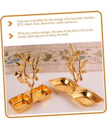 Alipis Container Snack Fruit Dessert Dried Metal Two-Grid Ktv Snacks Storage Tray Household Plate re-usable 19.5X15.5CM Golden - Buy Online on GoSupps.com