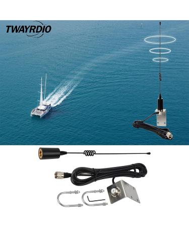 TWAYRDIO VHF Marine Antenna 156-163MHz 50W with 16.4ft Coaxial Cable, Mounting Bracket and U-Bolt - for Midland Uniden Cobra Icom Marine Radio - Buy Online on GoSupps.com