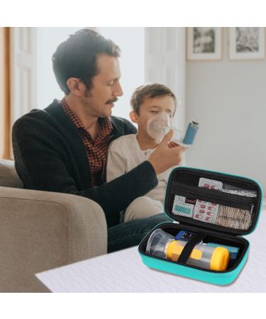 Canboc Hard Carrying Case for Asthma Inhaler and Spacer - Mint Green Travel Inhaler Case for Adults and Kids - Includes Mesh Pocket - Fits Medication Packets - (CASE ONLY) - Buy Online on GoSupps.com