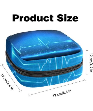 MUOOUM Portable Sanitary Napkin Storage Bag | Blue Cardiogram Print | Menstrual Cup Pouch for Women | Multi-colored 1 - Buy Online on GoSupps.com