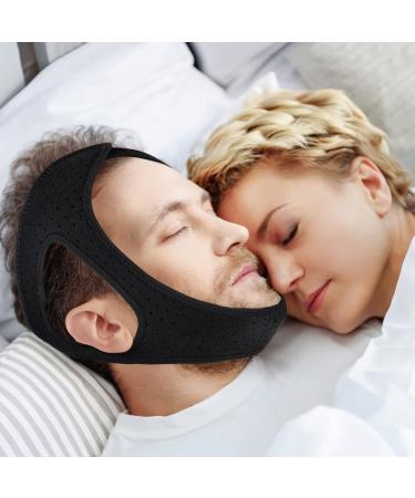 Snoring Chin Strap Chin Strap for Snoring Comfortable Universal Anti Snoring Devices Adjustable Effective Stop Snoring Sleep Aid Snore Reducing Aid for Women & Men Black
