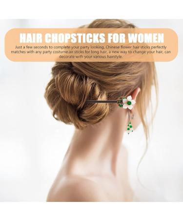 KALLORY 4pcs Wooden Hair Sticks - Vintage Chinese Flower Hair Chopstick Set for Women - Buy Online on GoSupps.com