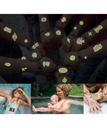 Groovy 70s Glow in the Dark Temporary Tattoos - Flower Power & Hippie Stickers for Girls' Birthday Party - Buy Online on GoSupps.com