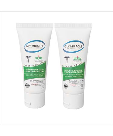 GLY MIRACLE Moisturizing Body Cream for Extremely Dry Skin Non-Greasy Skin Humectant for Hands Body & Feet Body Lotion for Extremely Dry Skin Non-Oily 2 Ounce 2 PACK BUNDLE Unscented