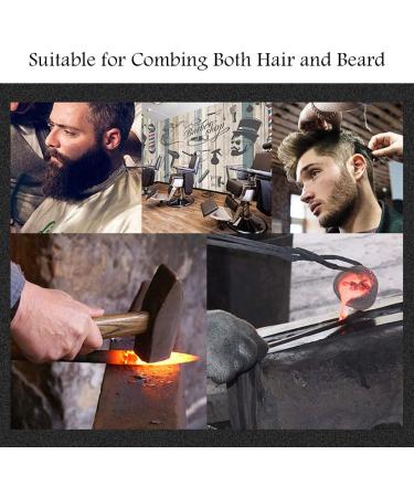 Beard Comb Folding Pocket Moustache Shaping Comb Stainless Steel Round Comb Teeth Beard Comb(Black acetate + stainless steel plating) - Buy Online on GoSupps.com
