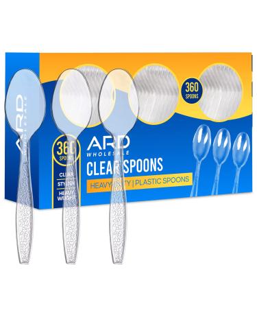 Ard Wholesale 360 Count Plastic Spoons | Clear Extra Strong Extra Resistant | 360 Disposable Spoons (360 Spoons)